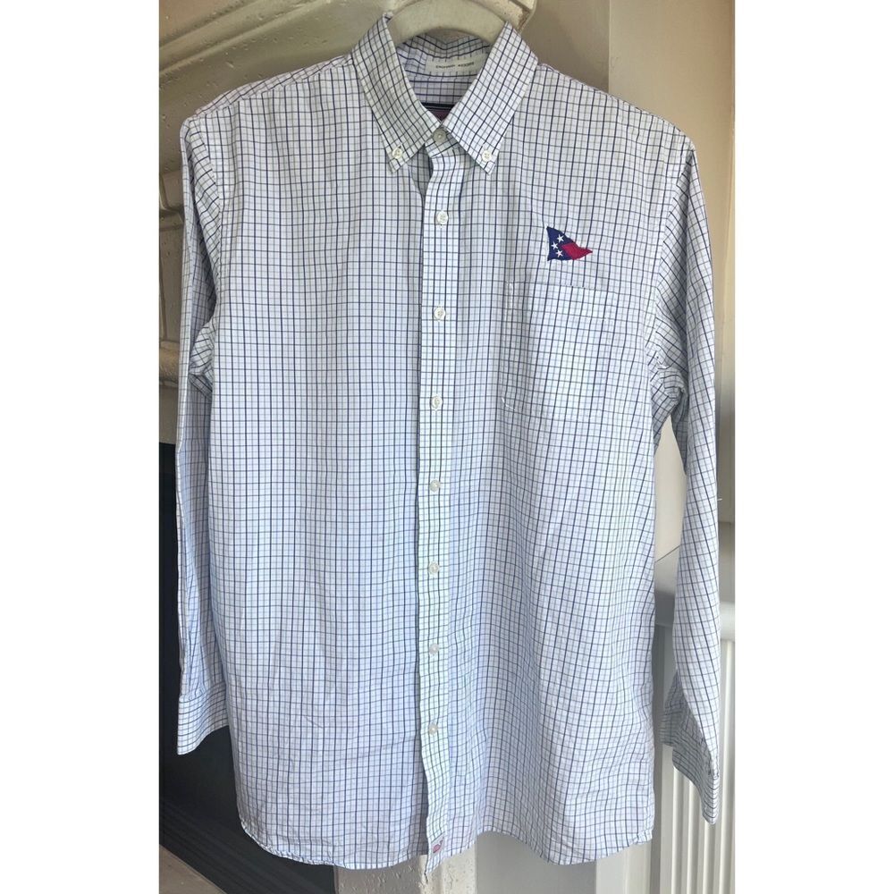 Vineyard Vines Youth Boys Murray Shirt Blue White Plaid Patriotic Flag Sz XL-20